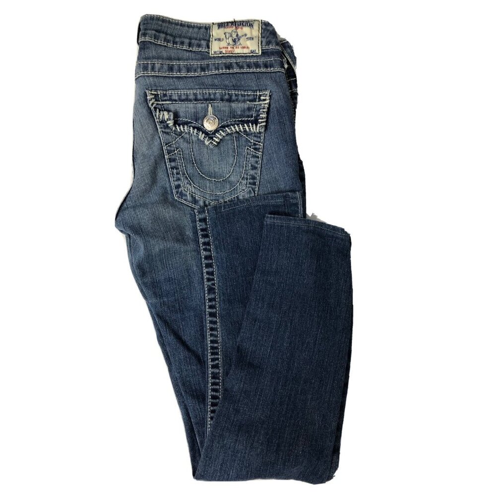True Relgion World Tour Womens 29x29 Blue Denim Jeans Skinny